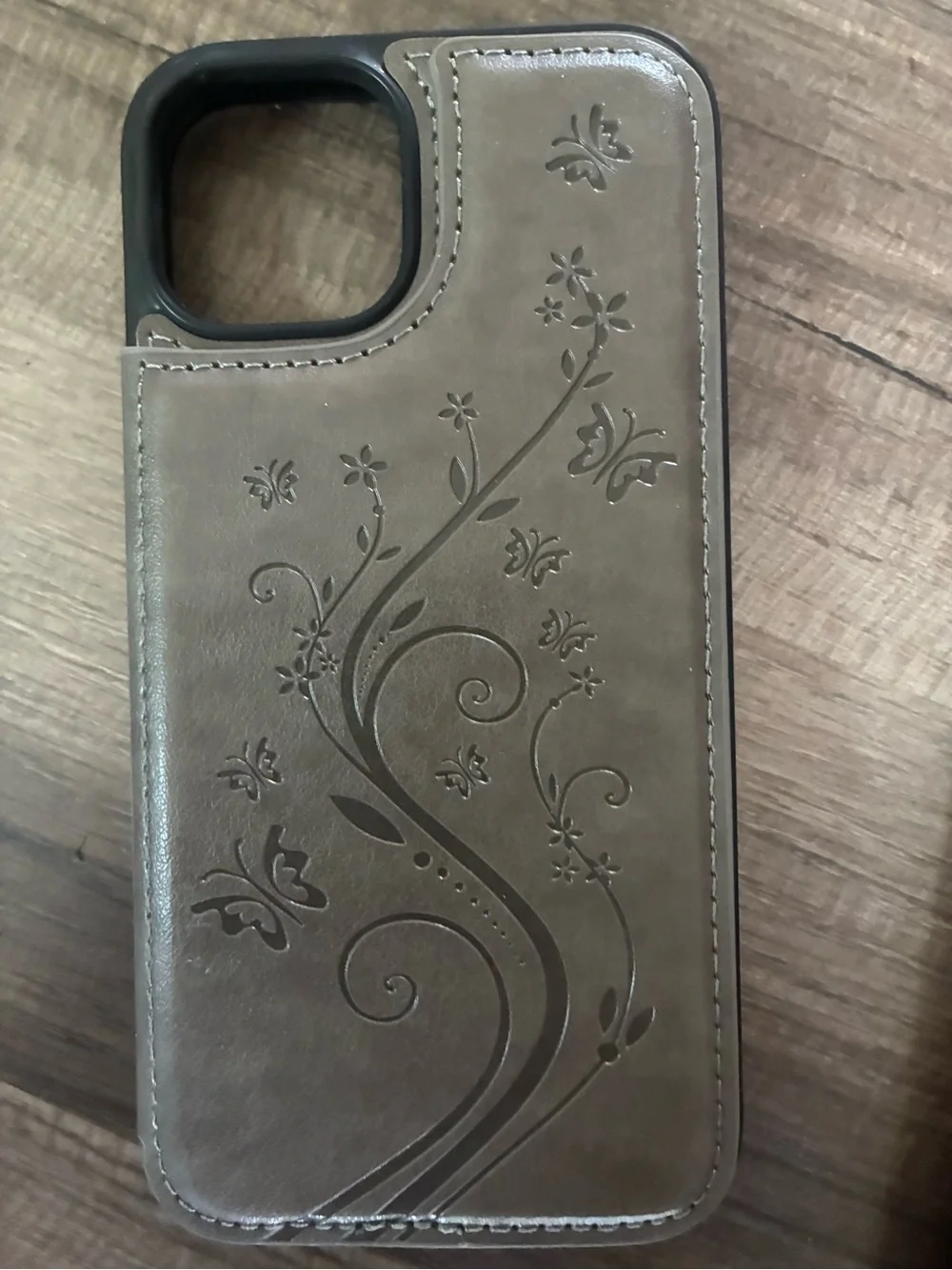 2 iPhone 13 Floral Wallet Phone Case with Card Slots Tan and Mint Floral